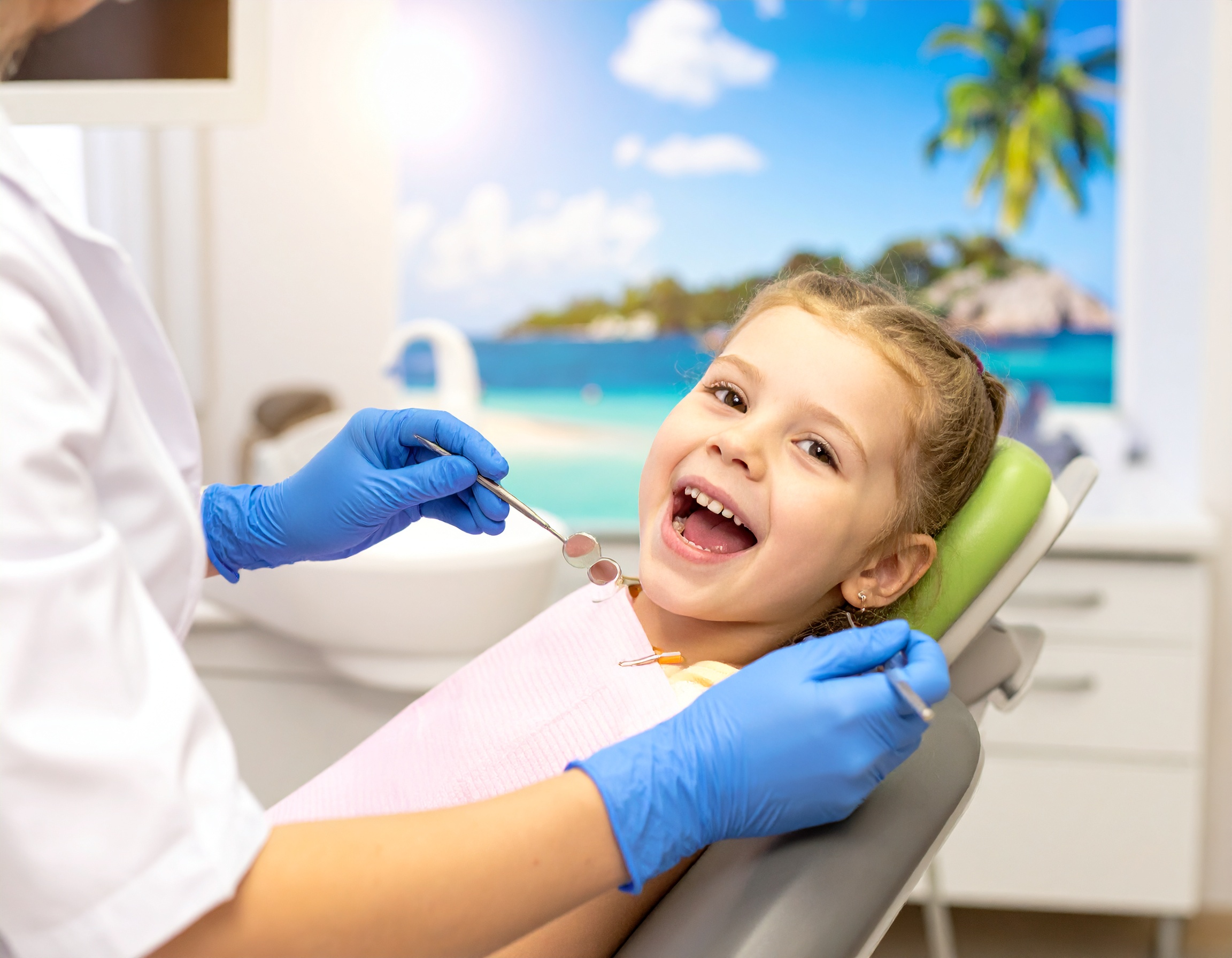 Happy child smiling during gentle pediatric dental exam at Pediatric Dentistry of Temple, Texas